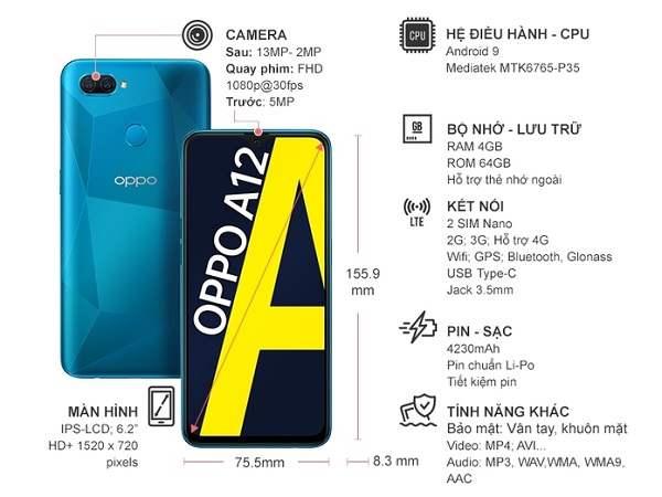 Thông số cấu hình Oppo A12 thu hút 