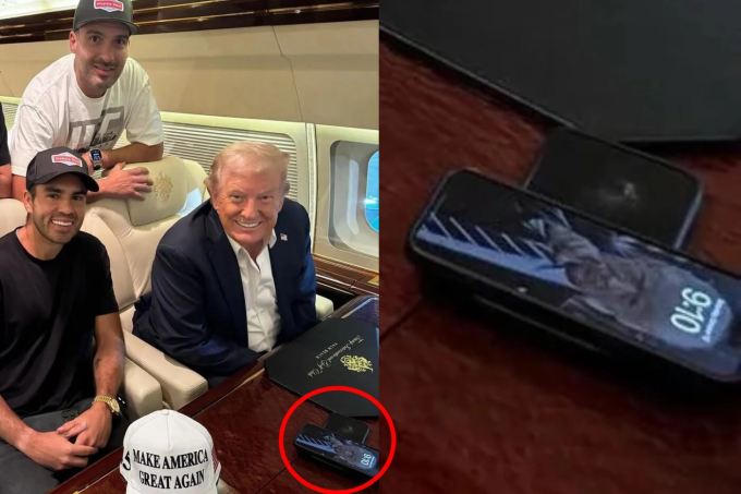 Hình nền được ông Trump cài trên iPhone. Ảnh: Reddit/Nelk Boys